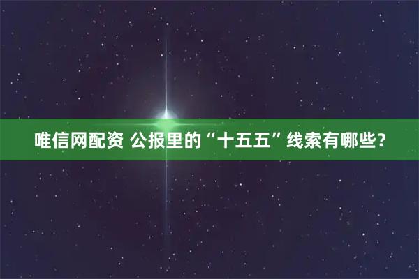 唯信网配资 公报里的“十五五”线索有哪些？